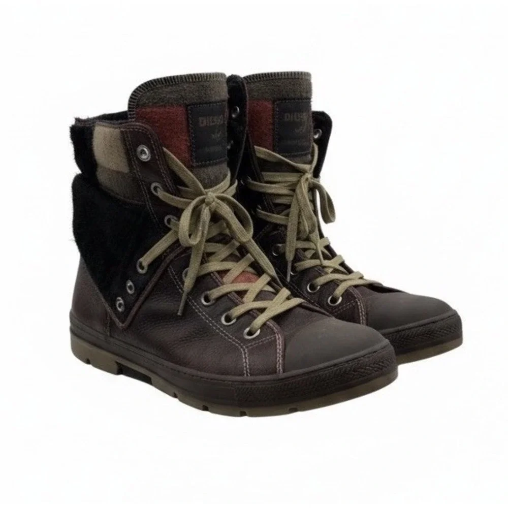 Woolrich Leather Lace-Up Combat Boots Men's 10.5 Women's 12 Brown